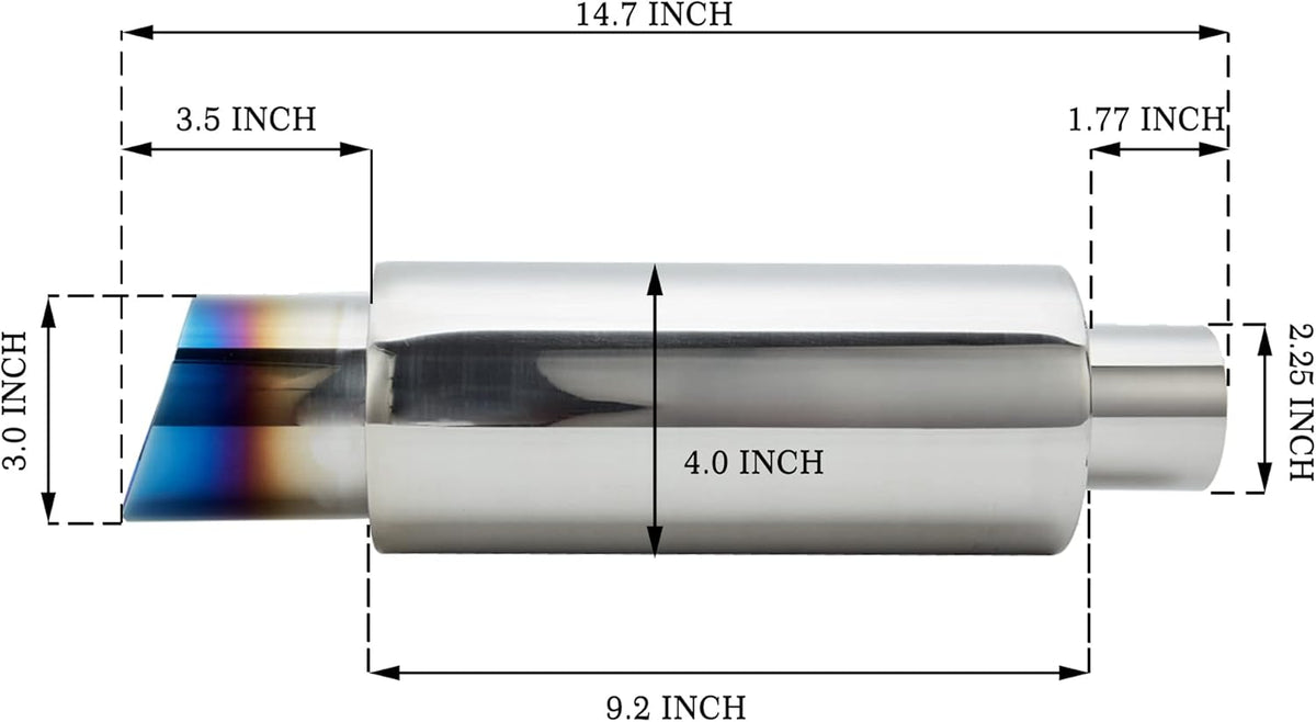 2.25'' Inlet 3'' Outlet Burnt Stainless Steel Muffler Tip Pack of 2 J653119