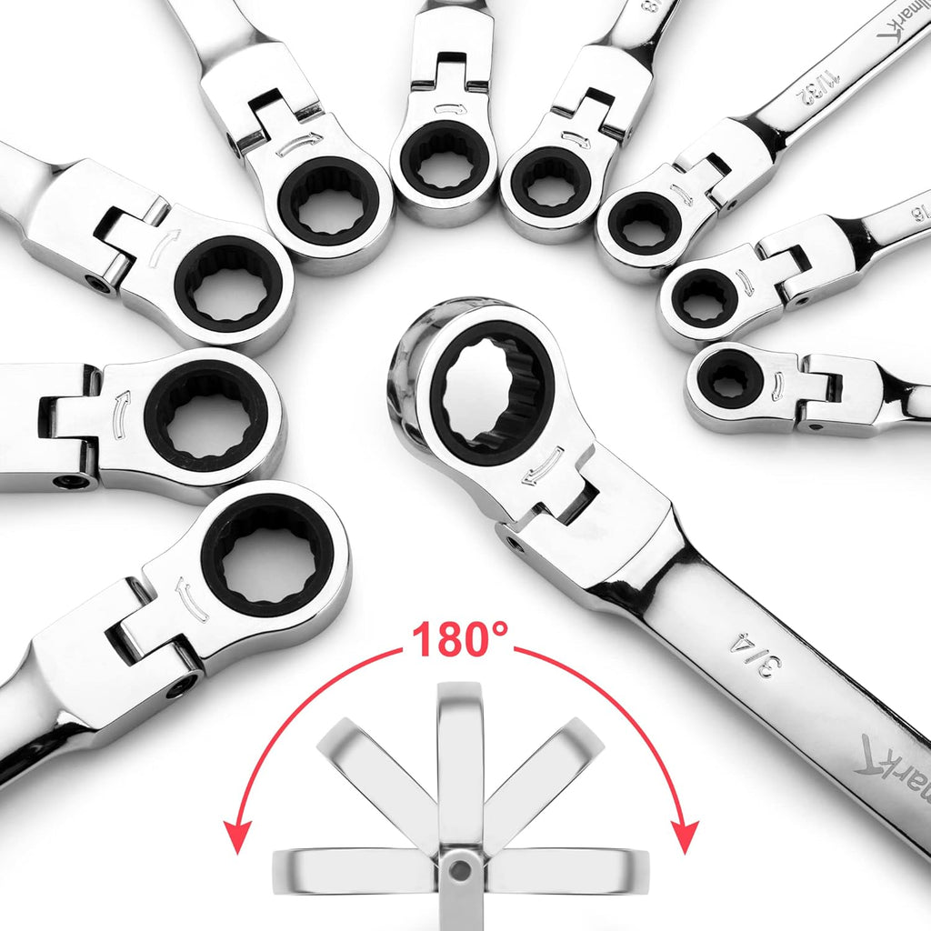 14-Piece Ratcheting Combination Wrench Set, SAE & Metric, Cr-V Steel with Storage Bag X606620