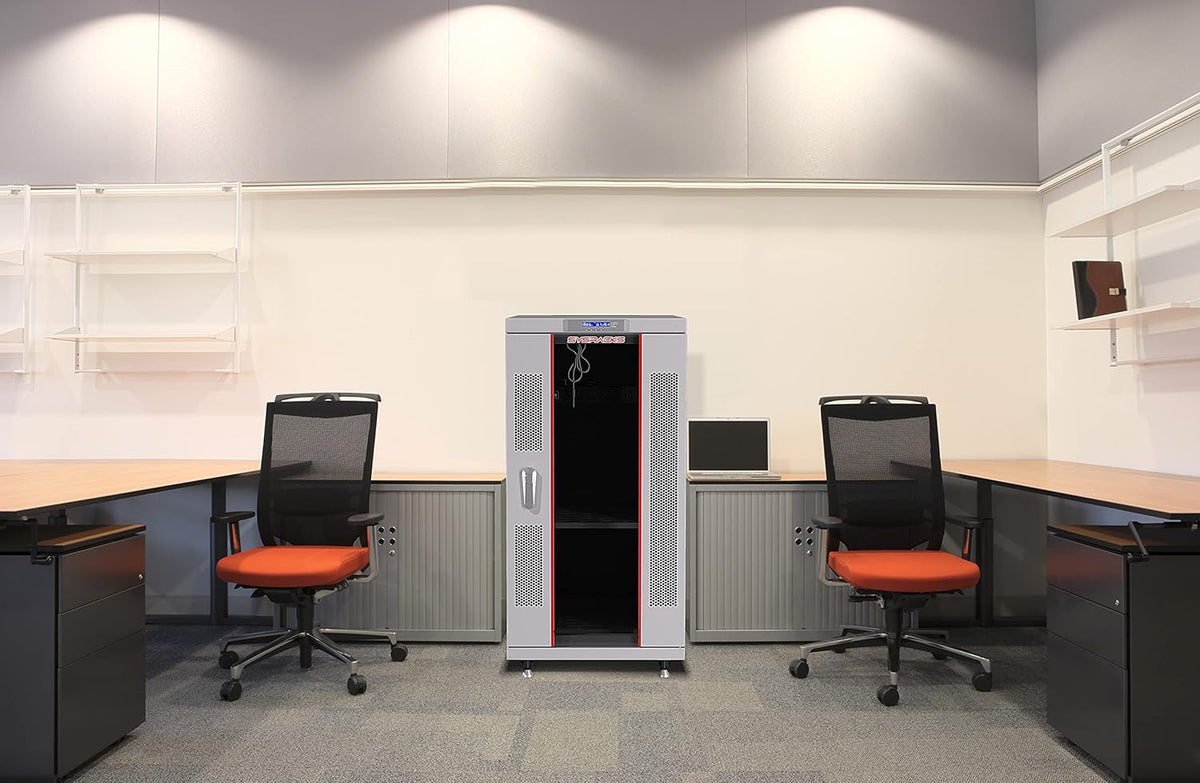 22U 35 Inch Deep Grey White Server Rack Cabinet Enclosure on Wheels A6770