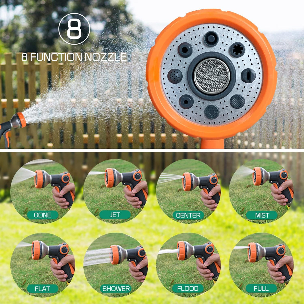 1/2'' x 100 FT Retractable Hose Reel with 8 Patterns Nozzle G1624