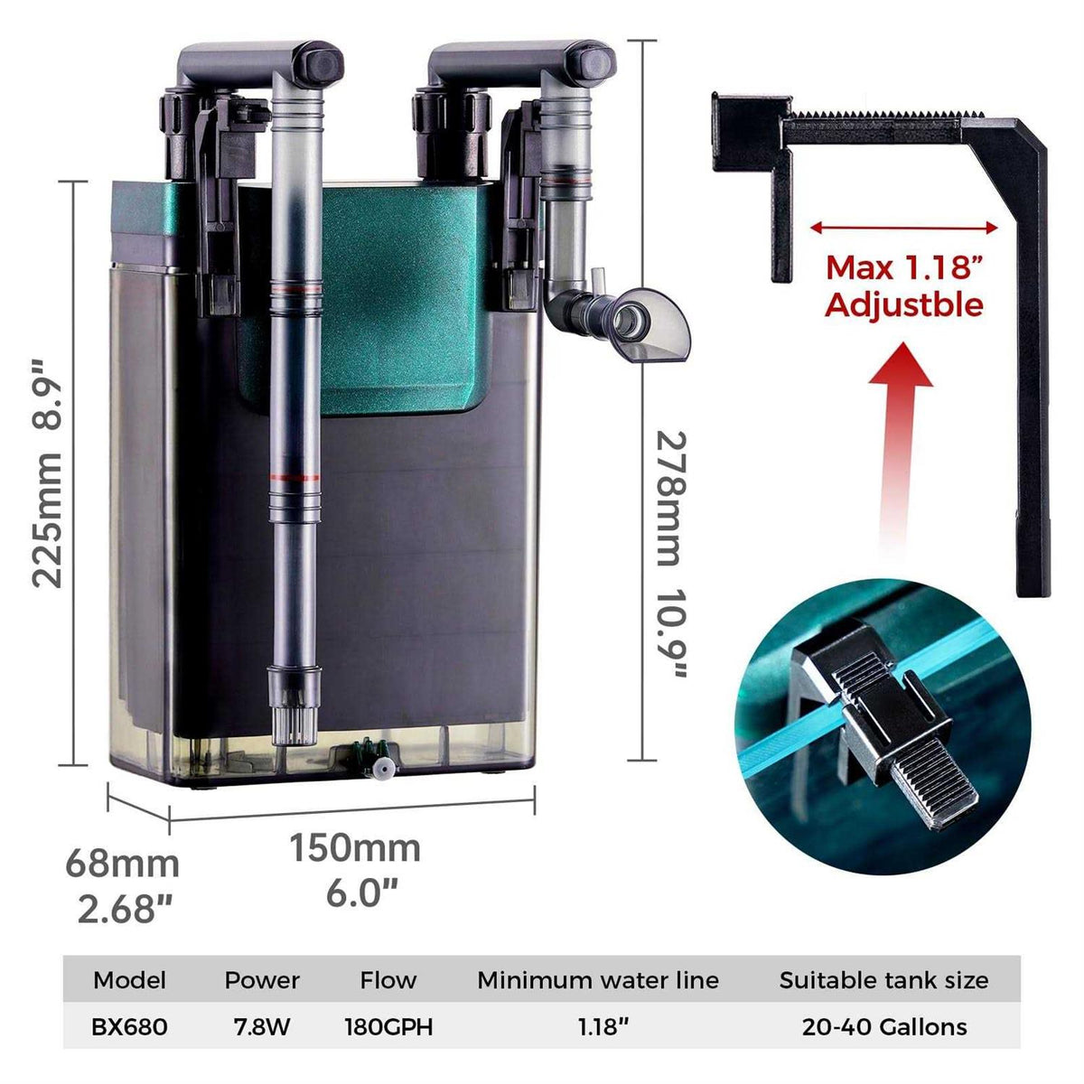 180GPH Hand on Filter for Aquariums Y7350