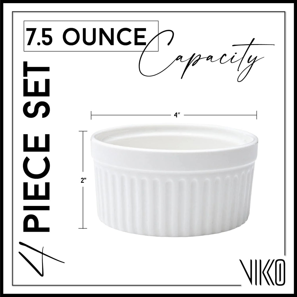 White Set Of 4 Porcelain Ramekins B942
