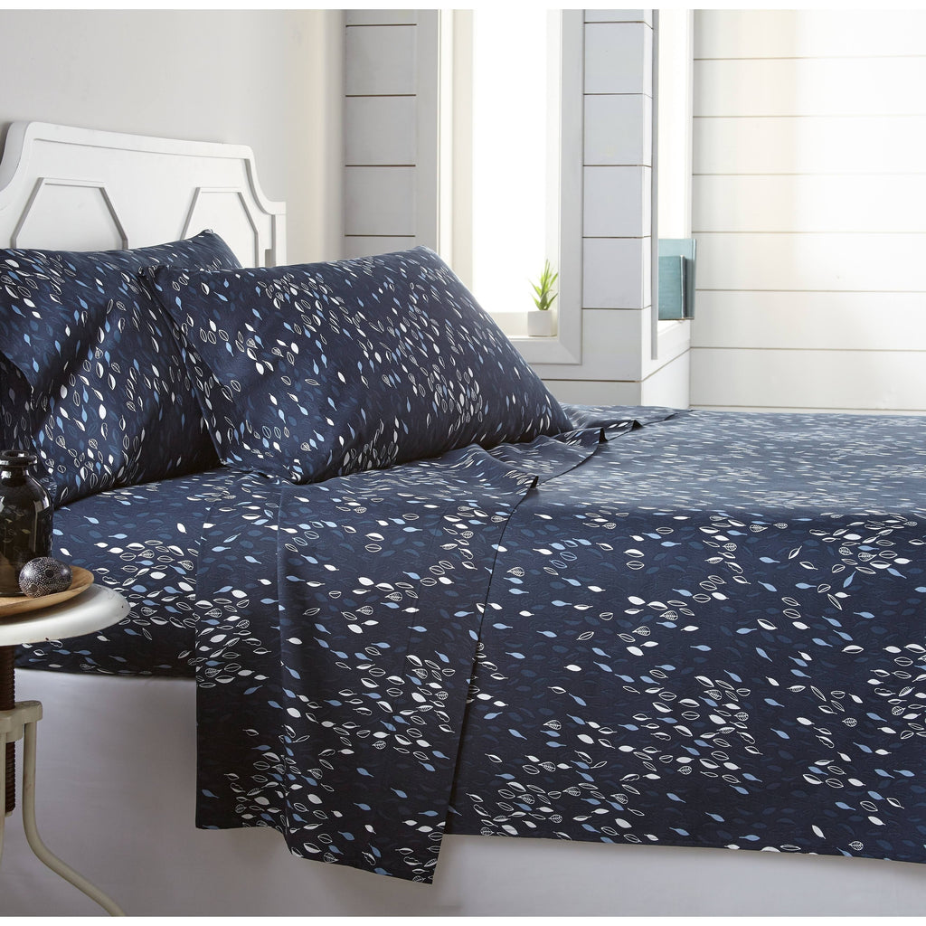 Blue 4-Piece Printed Bed Sheet Set H8537