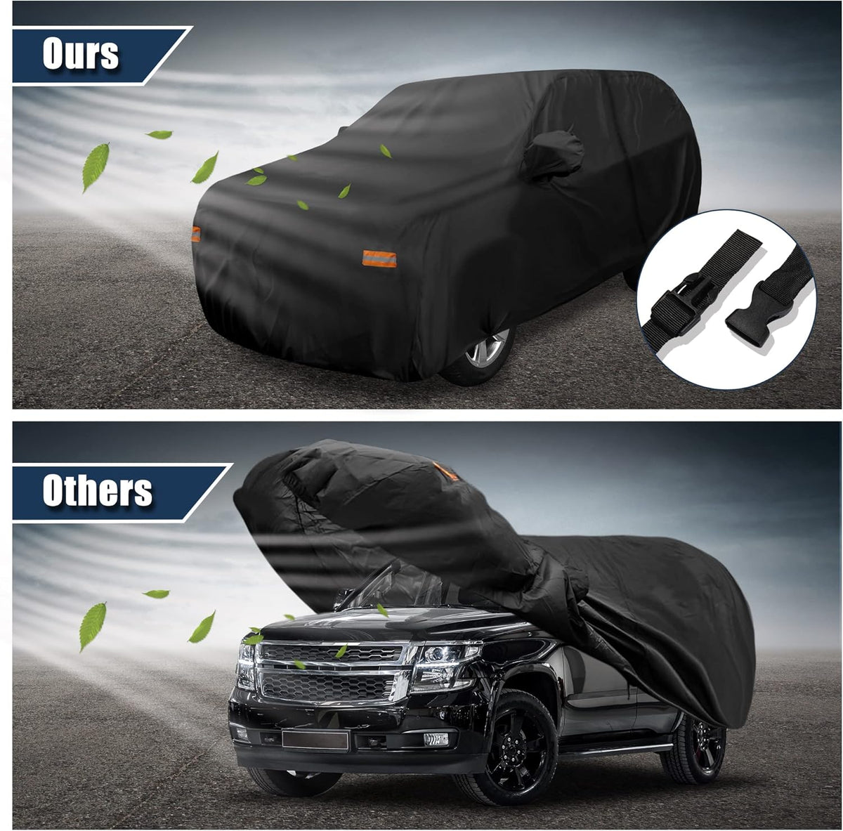 Black Car Cover with Driver Door Zipper O338986