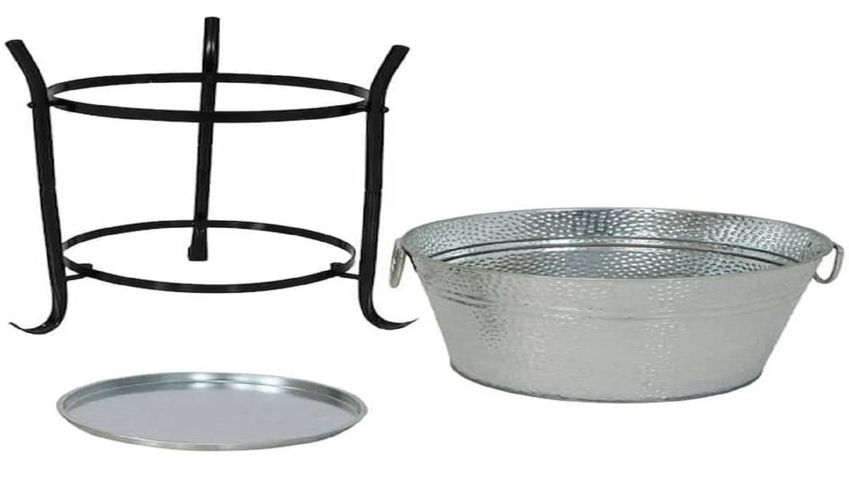 Galvanized Steel Beverage Tub with Tray and Stand V8861