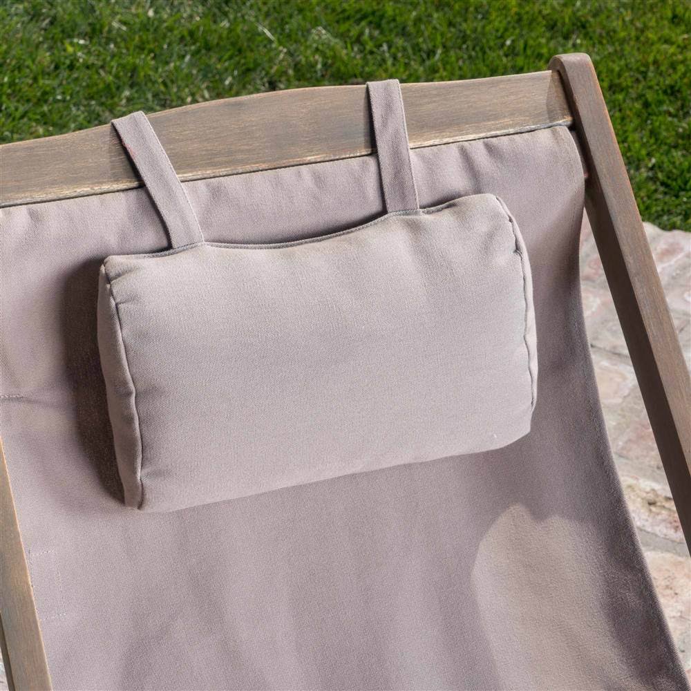 Brown Wood and Canvas Sling Chair Set of 2 U562660
