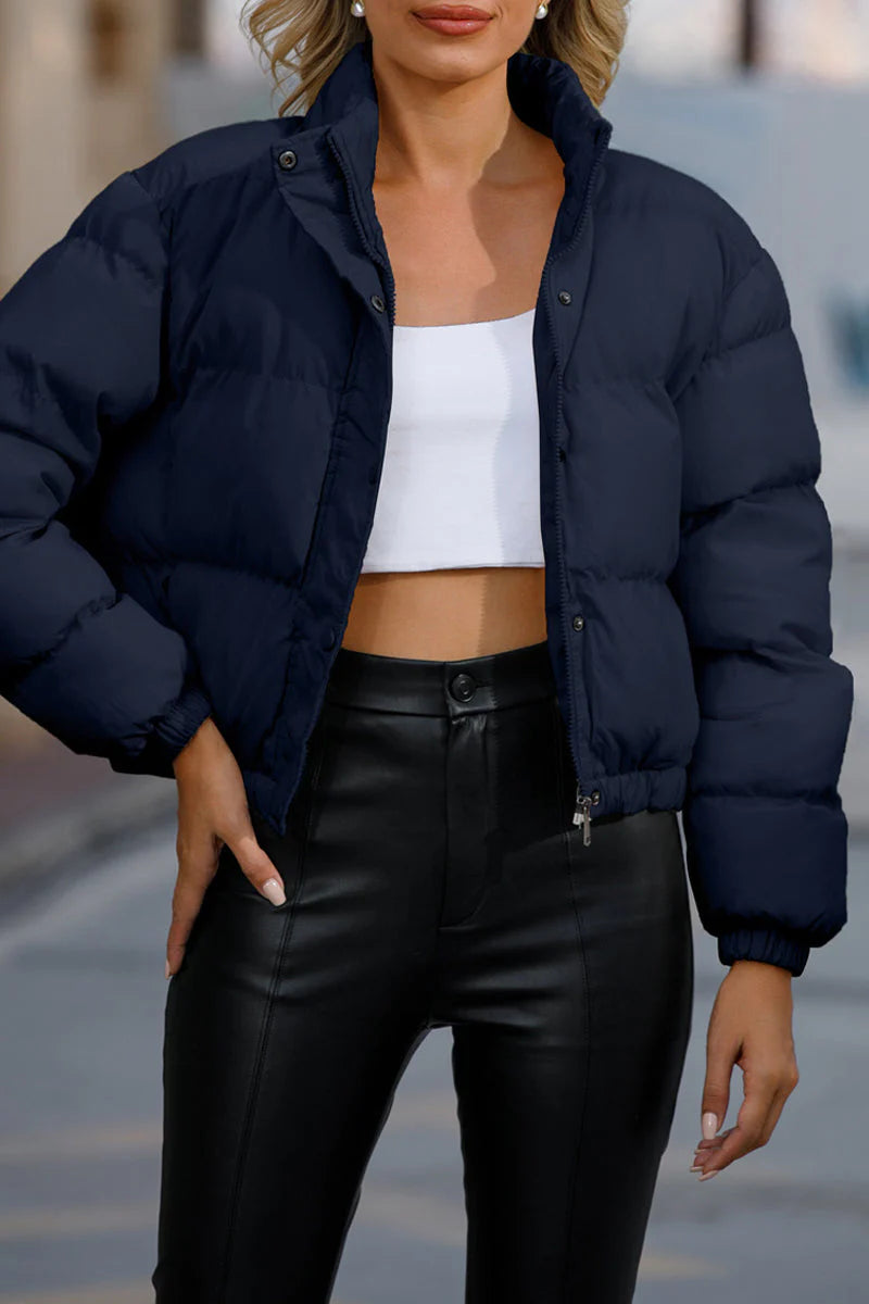 Solid Pocket Turtleneck Outerwear T984293