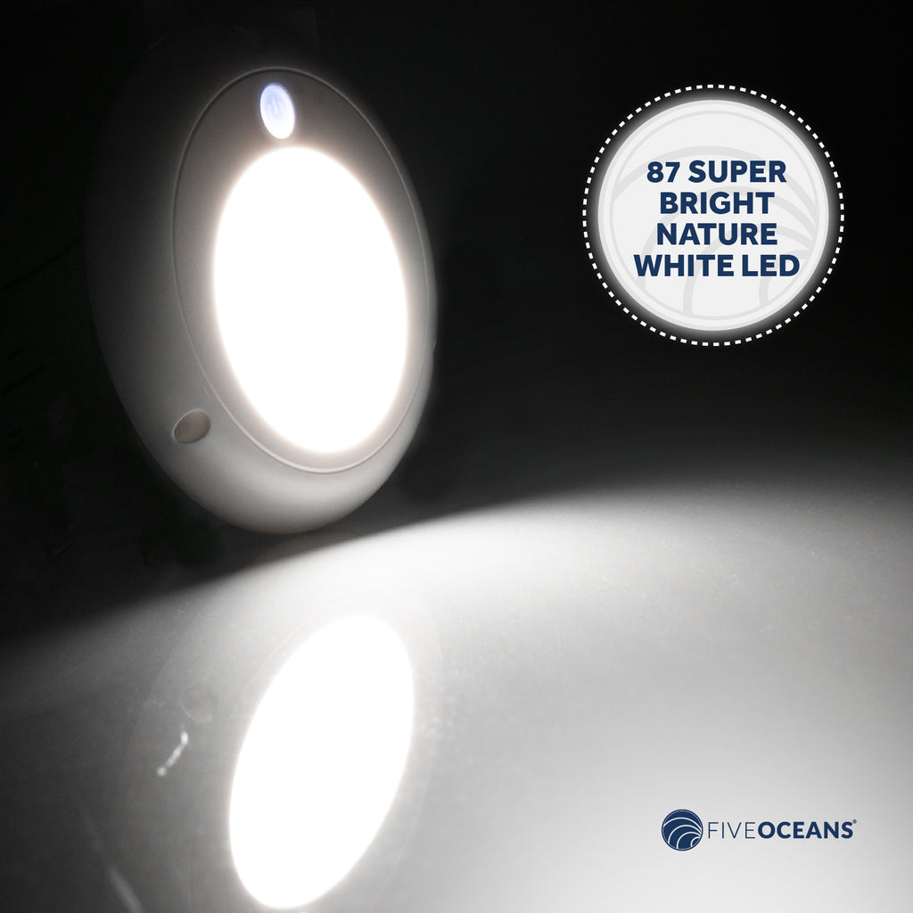 Marine LED Interior Dome Light, 5 1/8 Inch, Nature White, 12V, IP68 E180074