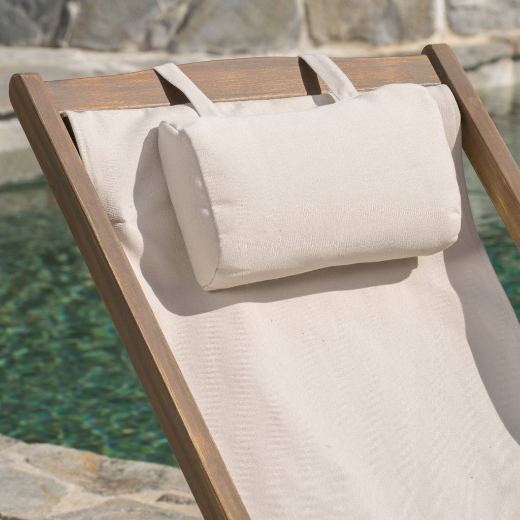 Brown Wood and Canvas Sling Chair Set of 2 U562660