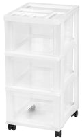 White 3 Drawer Narrow Plastic Storage Drawer with Organizer Top R6611