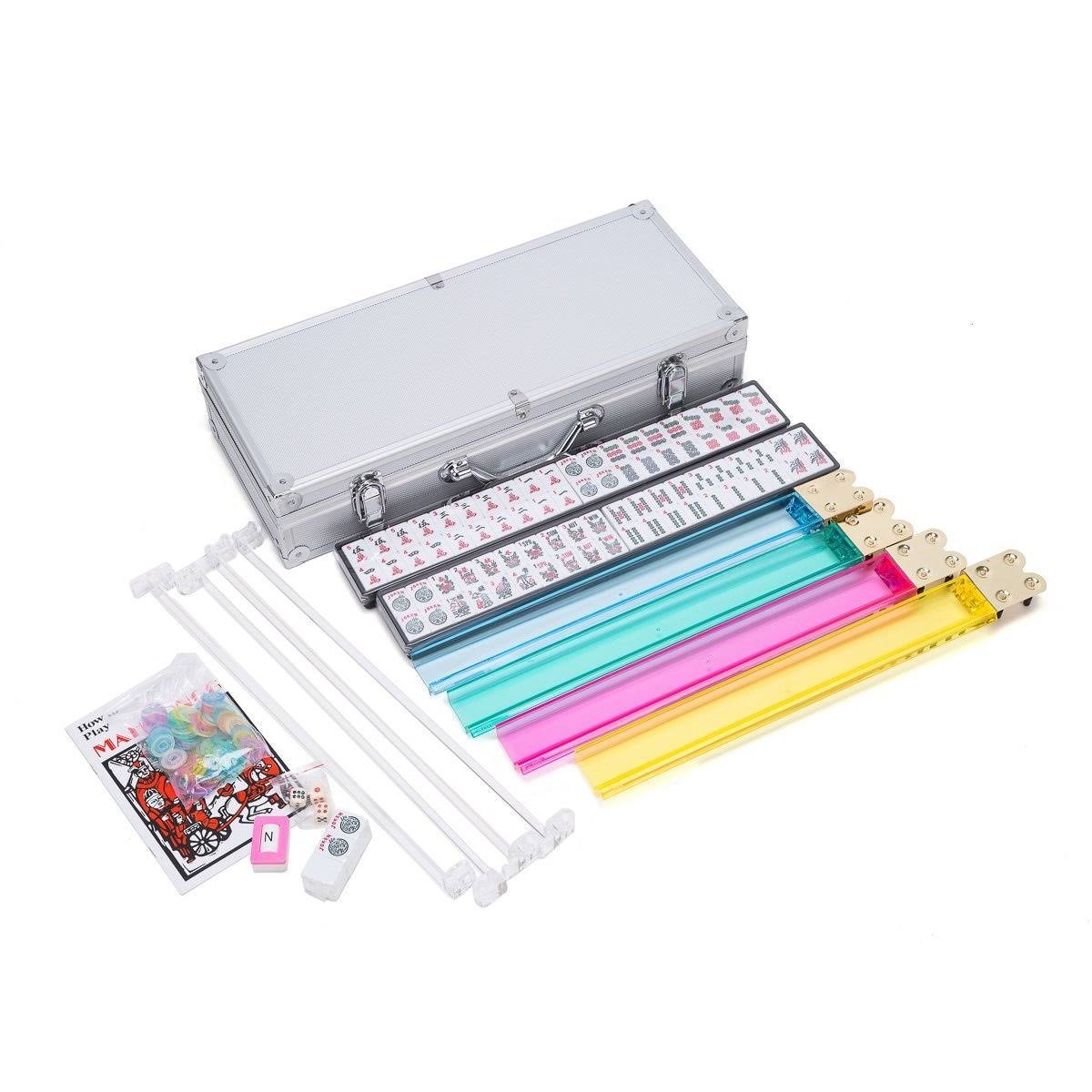 166 White Tiles Mahjong Set with Silver Aluminum Case V63320