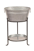 Galvanized Steel Beverage Tub with Tray and Stand V8861