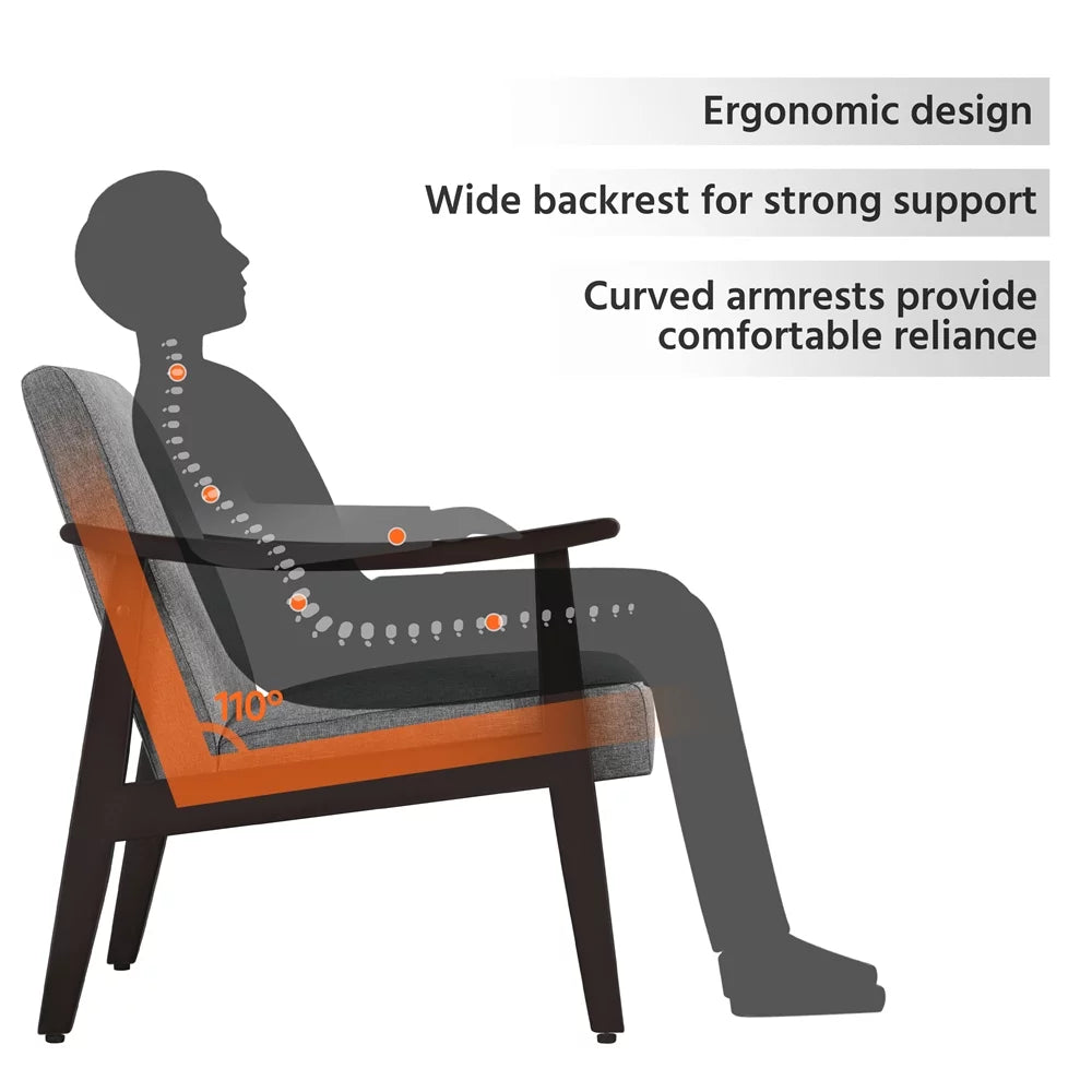 Dark Gray Fabric Accent Chair with Wooden Frame C646