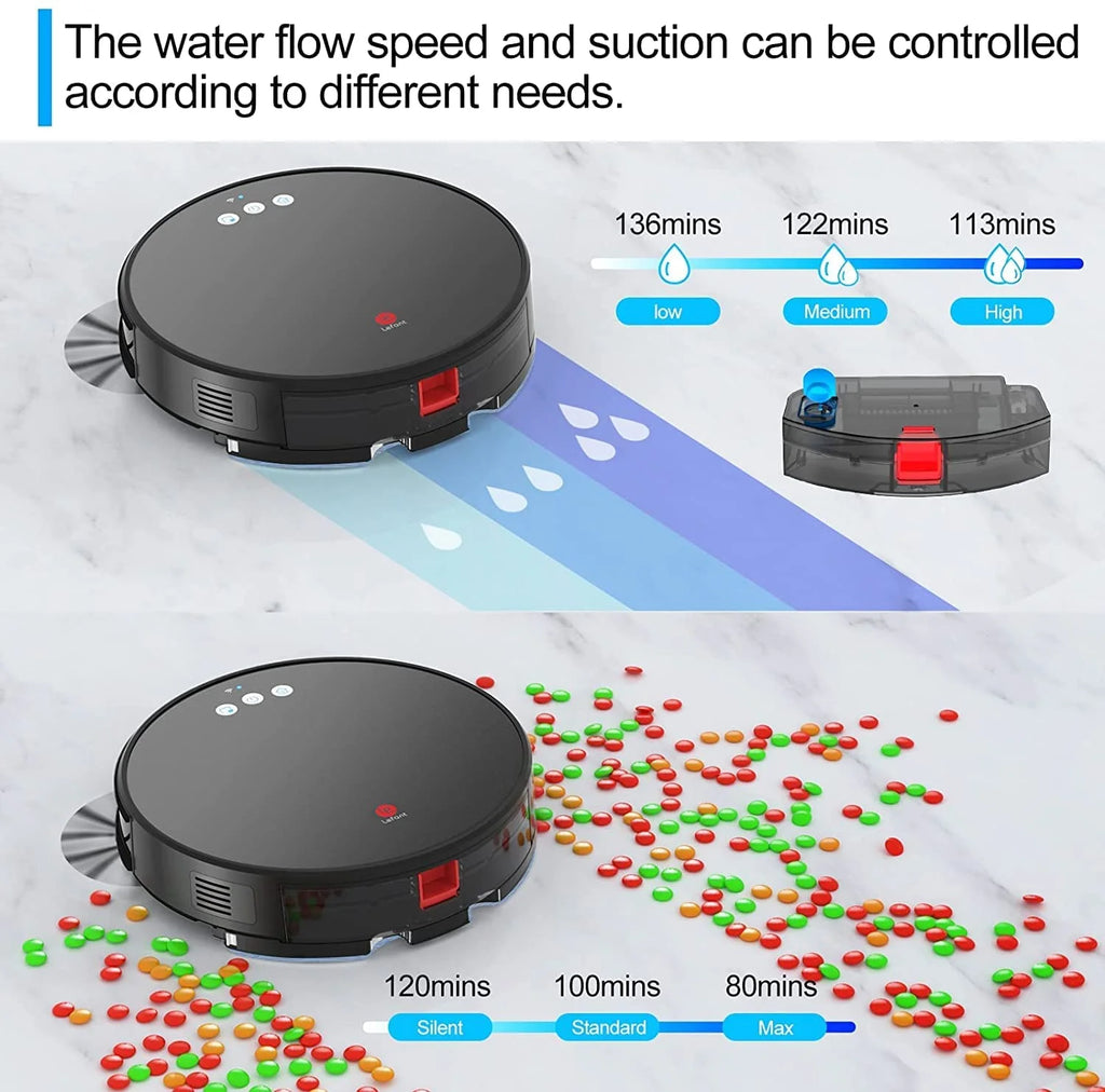 Robot Vacuum Cleaner and Mop, 160ml Water Tank, 3-in-1 V3703