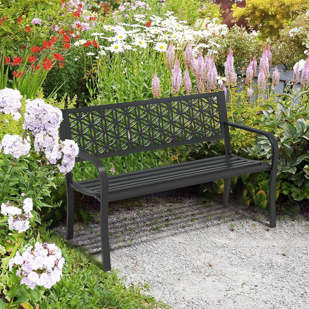 Yellow Metal Outdoor Bench N8949