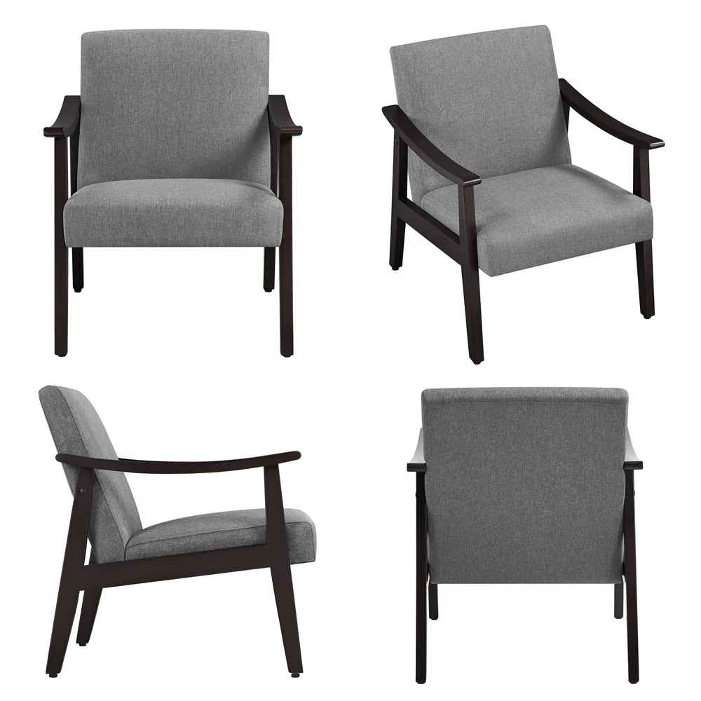 Dark Gray Fabric Accent Chair with Wooden Frame C646
