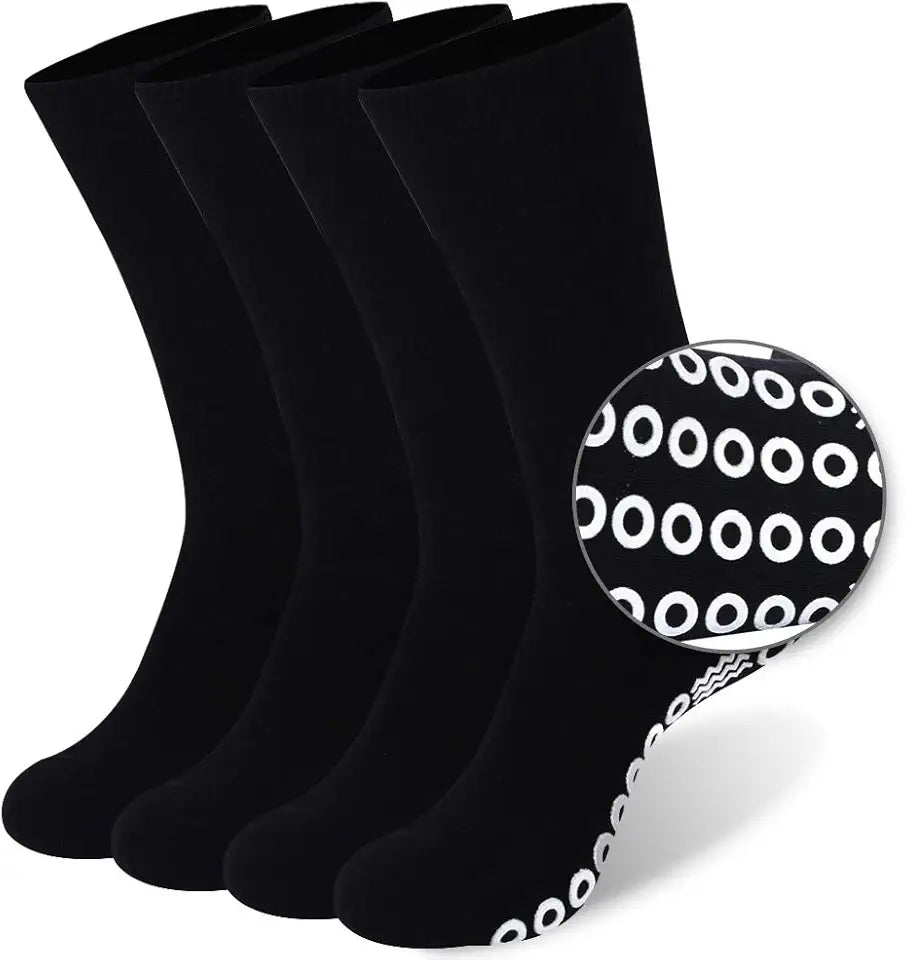 Non-Skid Moisture Wicking Cushioned Crew Grip Socks I739
