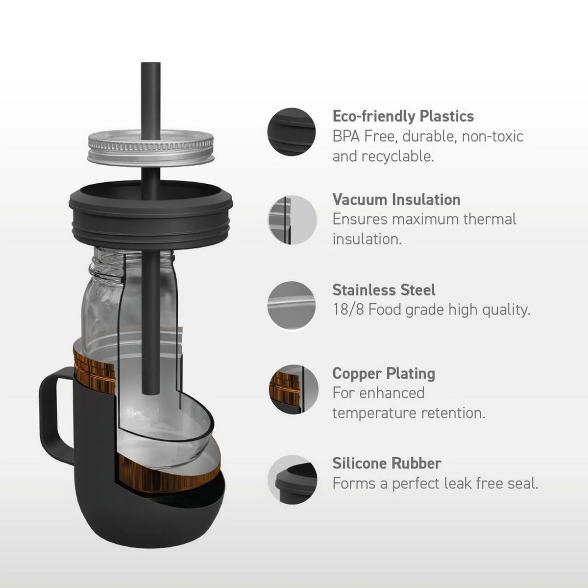 Portable Cold Brew Coffee Maker with 1 Liter Stainless Steel Travel Carafe S846030