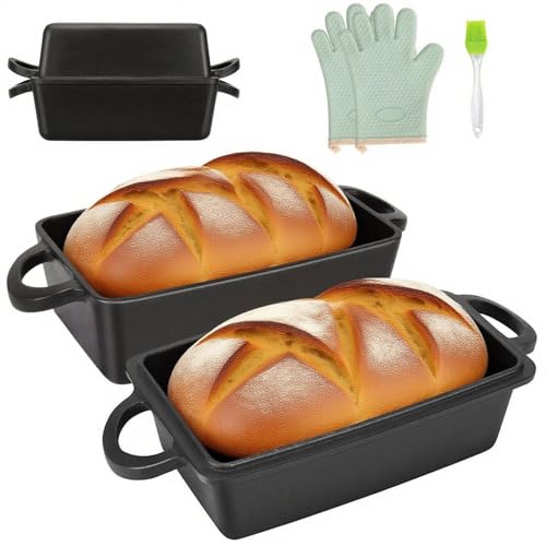Cast Iron Loaf Pan with Lid 9×5 Inch 2 Piece Set Black S562