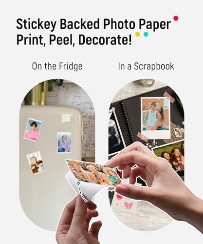 White 2x3 Mini Instant Photo Printer with 50 Zink Adhesive Paper Y270367
