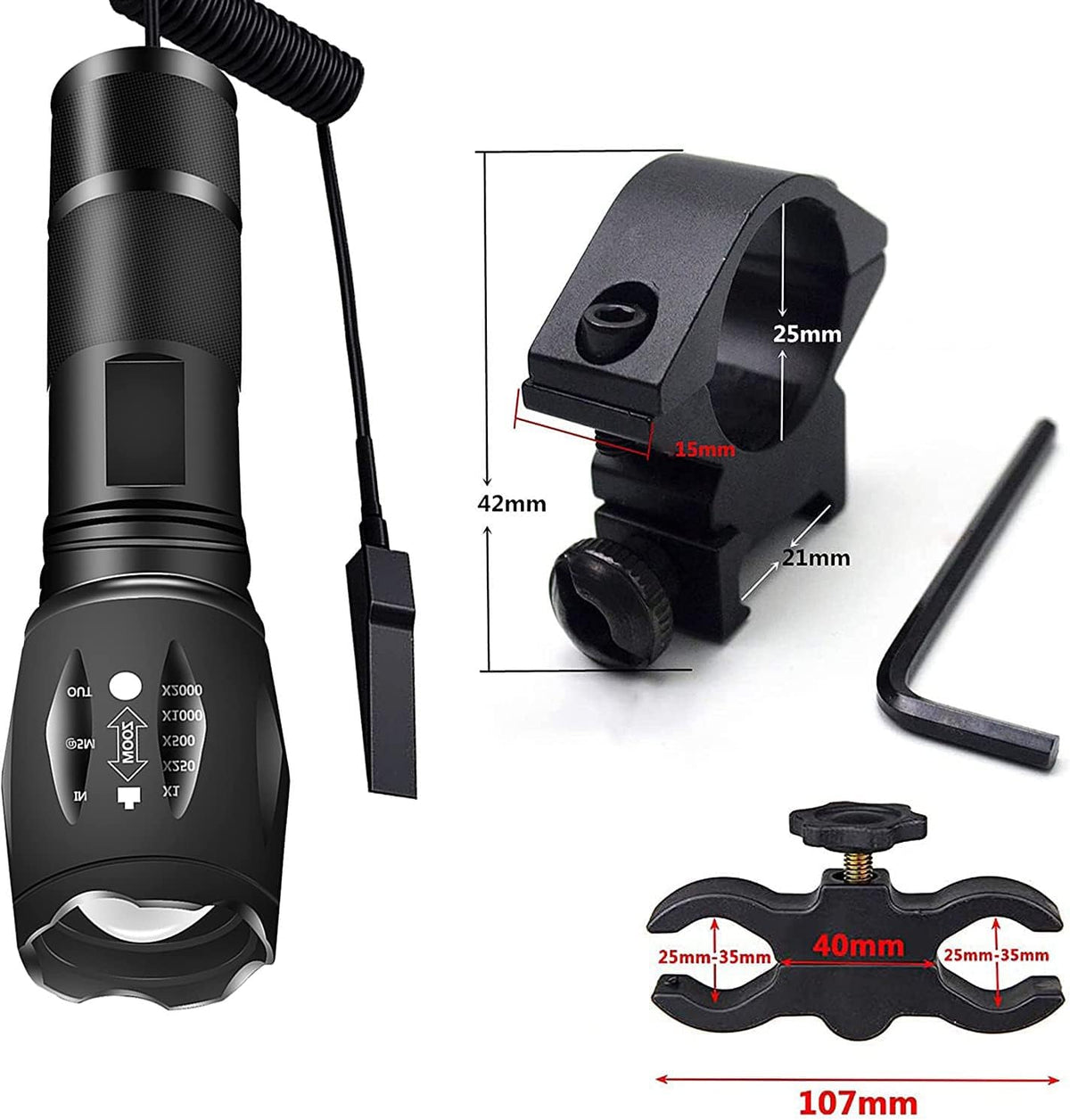 Red Light Tactical LED Flashlight with Pressure Switch F535936
