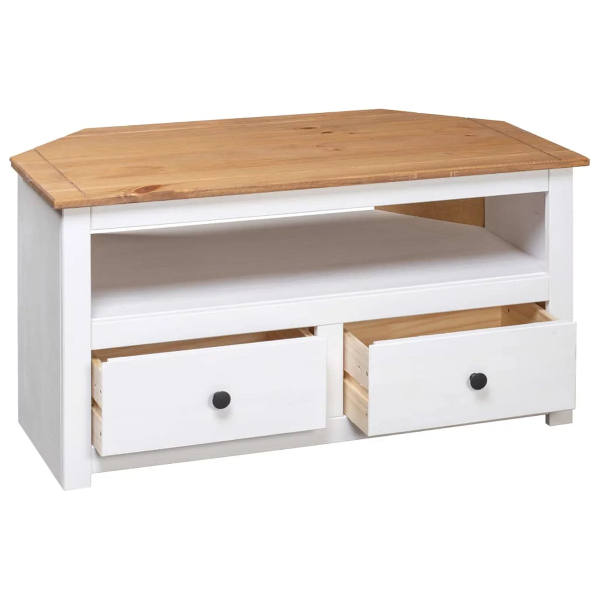 White Solid Pine Corner TV Stand E832