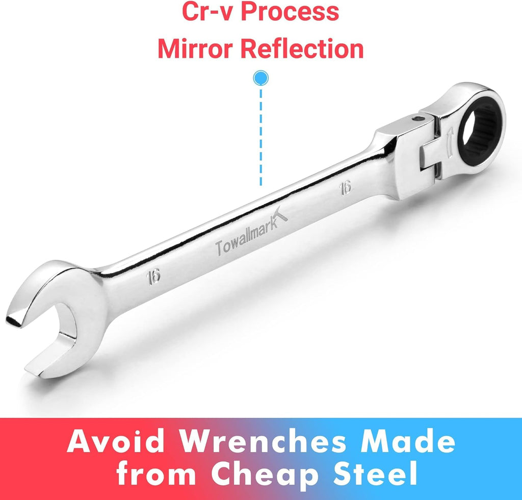 14-Piece Ratcheting Combination Wrench Set, SAE & Metric, Cr-V Steel with Storage Bag X606620