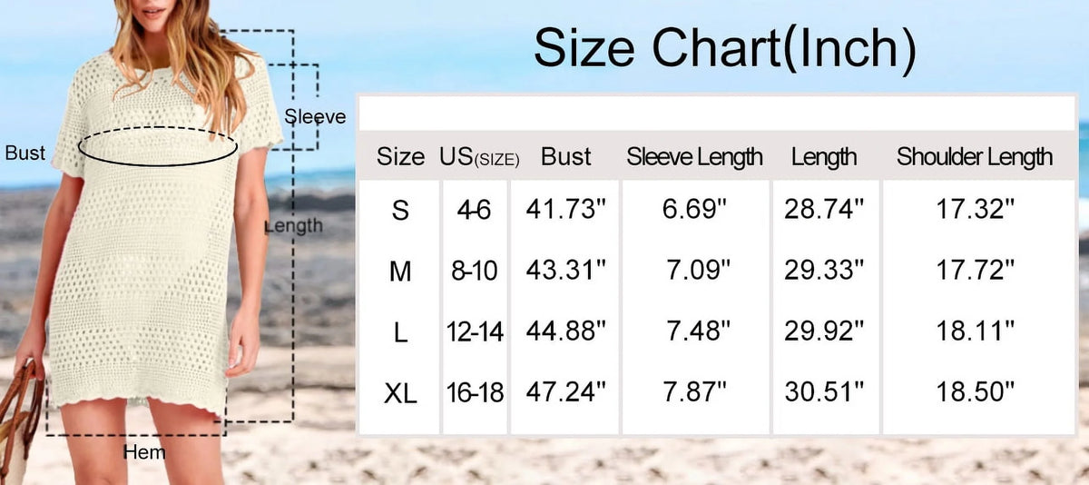 Crochet Hollow Out Knit Short Sleeve Beach Dress Q467358