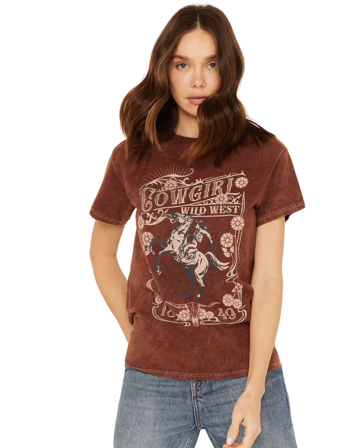 Brown Cowgirl Graphic Tee O980338