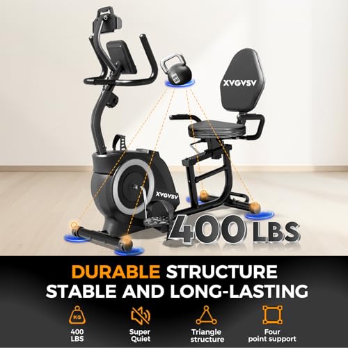 Recumbent Exercise Bike with 400LB Weight Capacity Magnetic Resistance W420