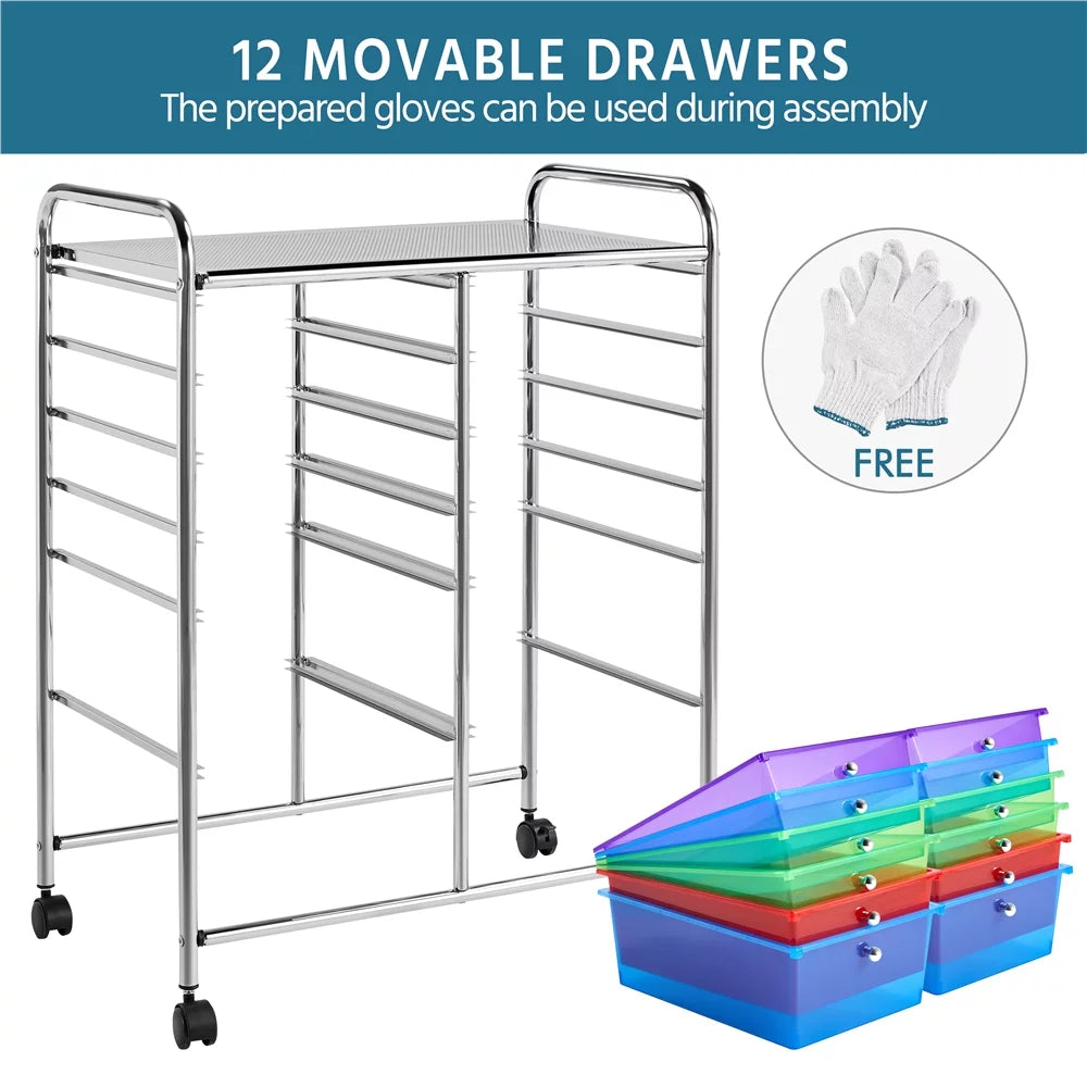 12 Drawer Rolling Storage Cart Black J150458