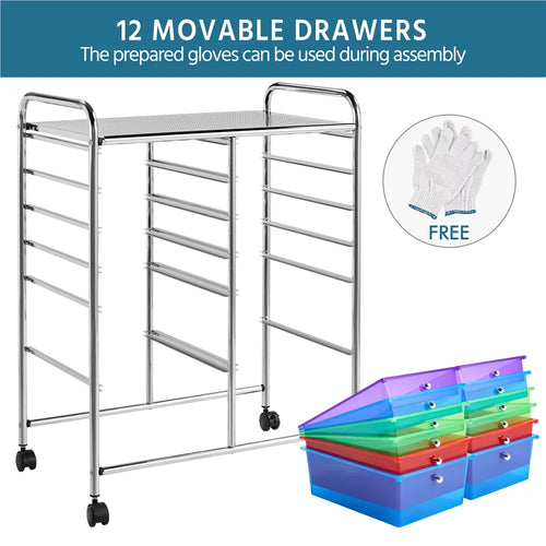 12 Drawer Rolling Storage Cart Black J150458