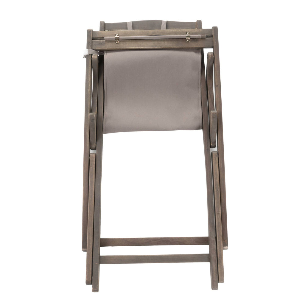 Brown Wood and Canvas Sling Chair Set of 2 U562660