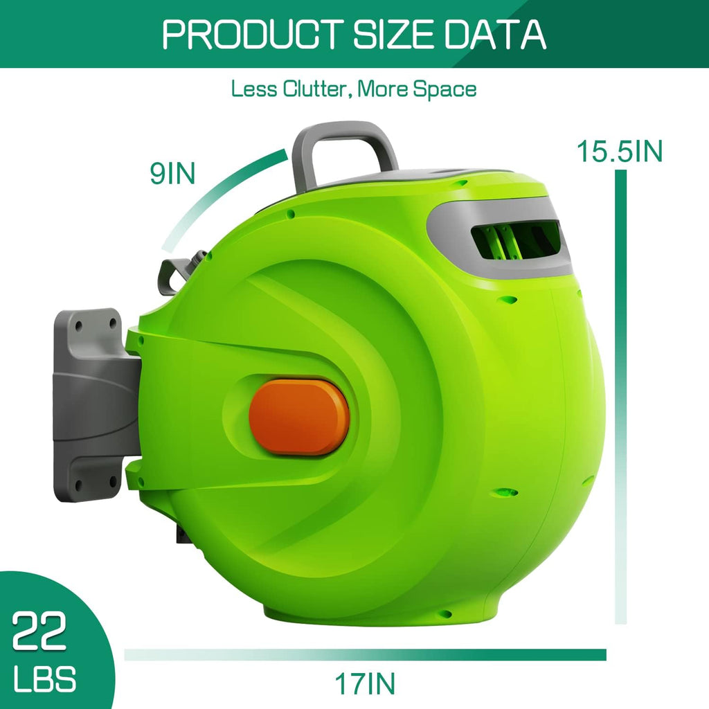 1/2'' x 100 FT Retractable Hose Reel with 8 Patterns Nozzle G1624