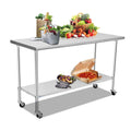 Stainless Steel Work Table 36 x 24 Inches with Caster Backsplash and Adjustable Undershelf G26455