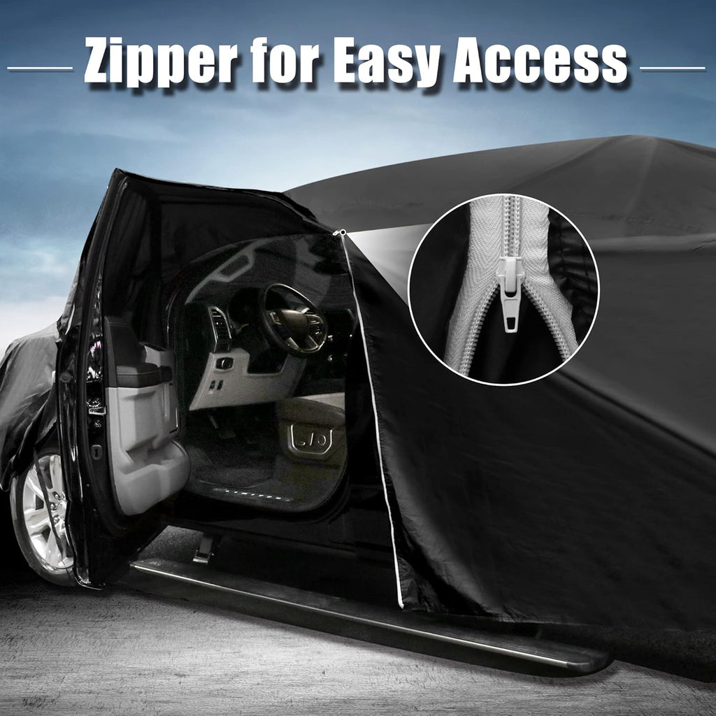 Black Car Cover with Driver Door Zipper O338986