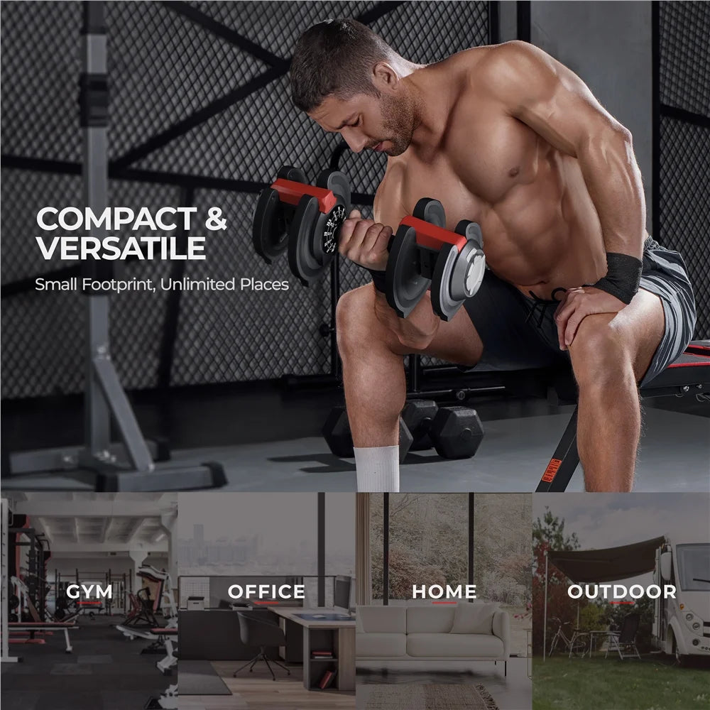 3-In-1 Adjustable Dumbbell Weight Set Black Q4346