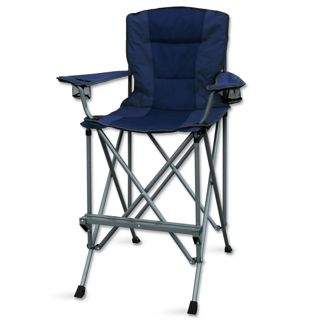 Extra Tall Blue Folding Chair with Footrest and Carrying Bag Z605101