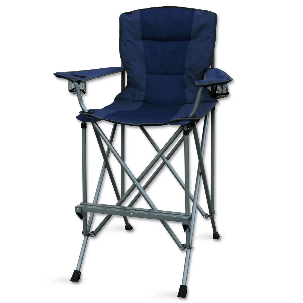 Extra Tall Blue Folding Chair with Footrest and Carrying Bag Z605101