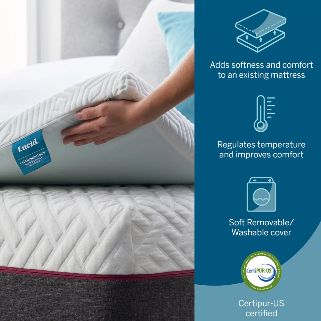 2" Cooling Gel Memory Foam Mattress Topper with Cover, Full N667031