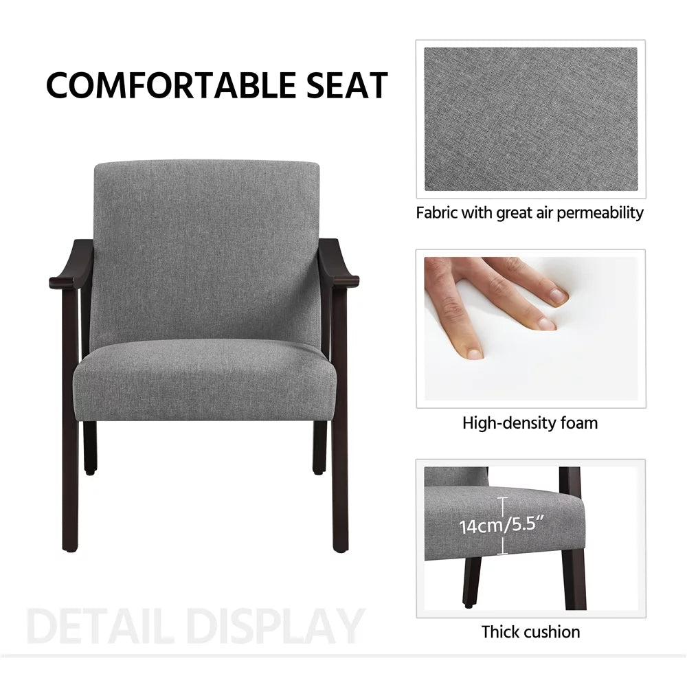 Dark Gray Fabric Accent Chair with Wooden Frame C646