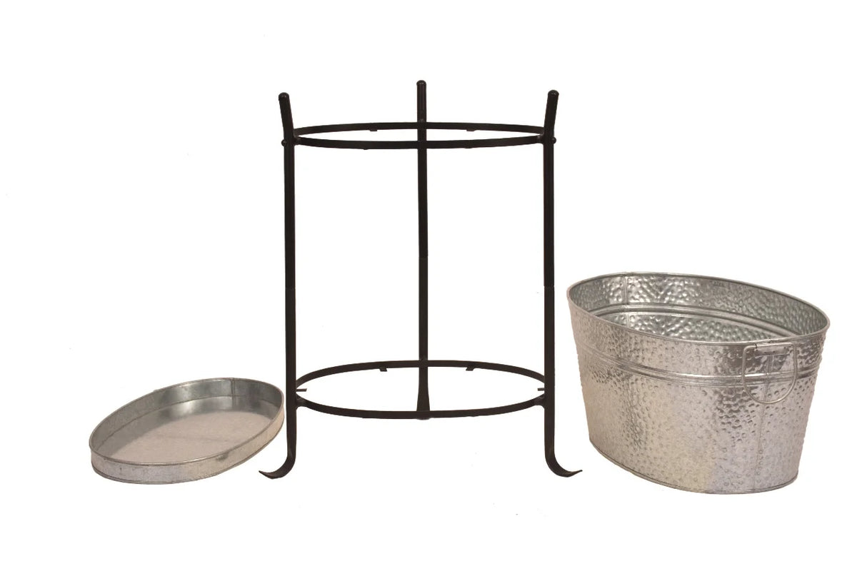 Galvanized Steel Beverage Tub with Tray and Stand V8861