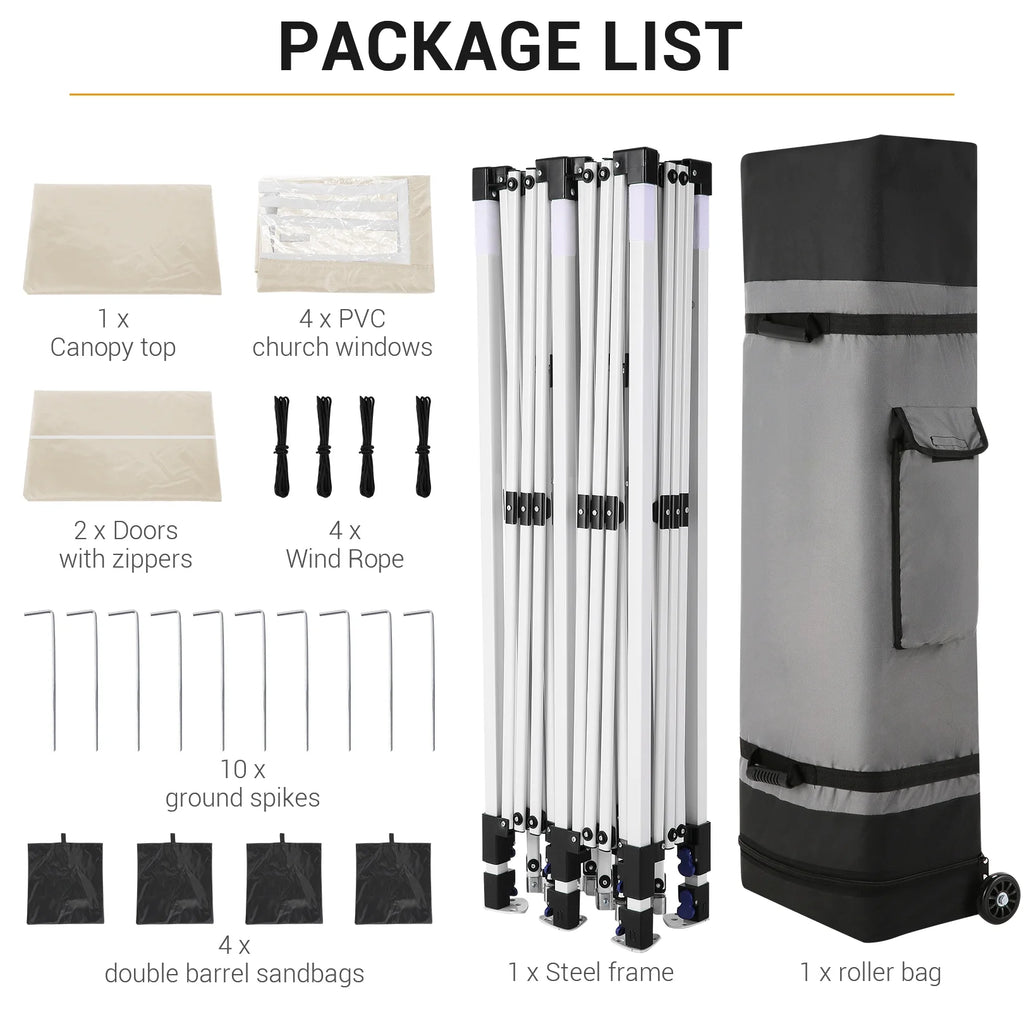 10' x 20' Pop Up Canopy Party Tent with Carry Bag, Khaki L906