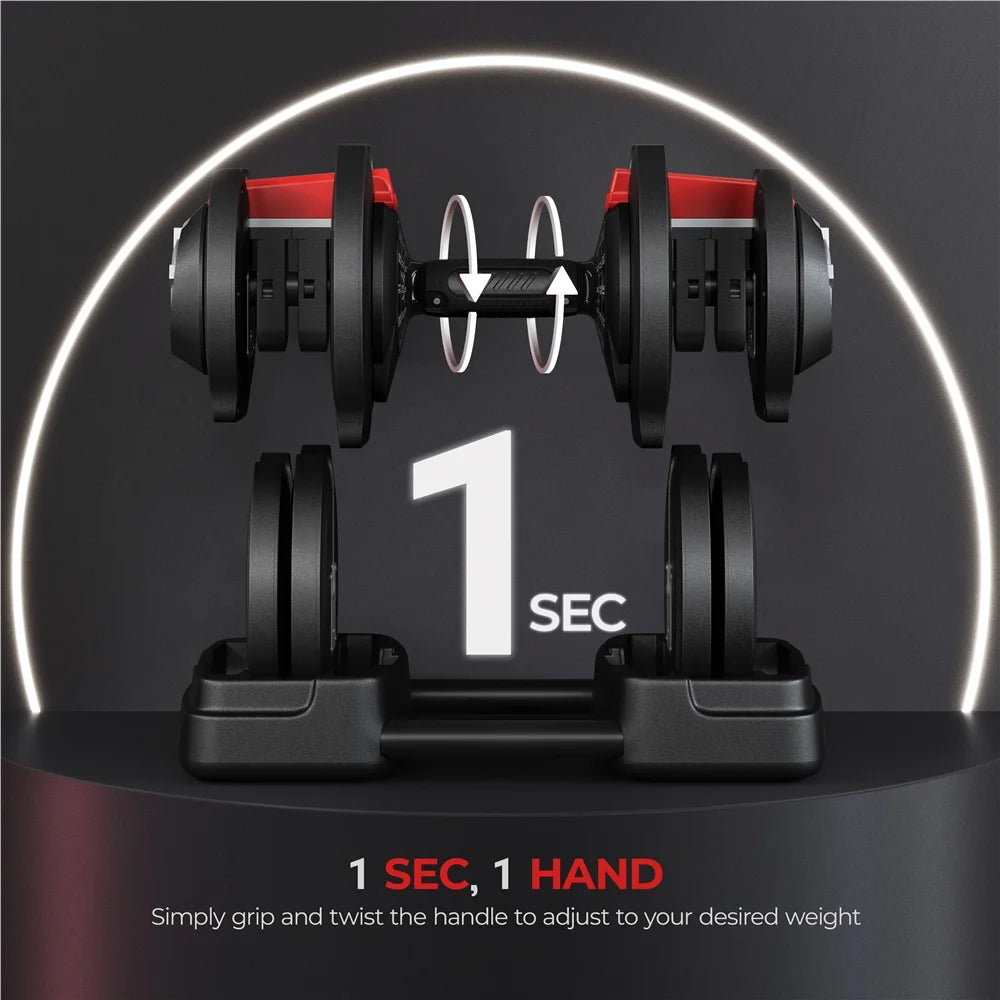 3-In-1 Adjustable Dumbbell Weight Set Black Q4346
