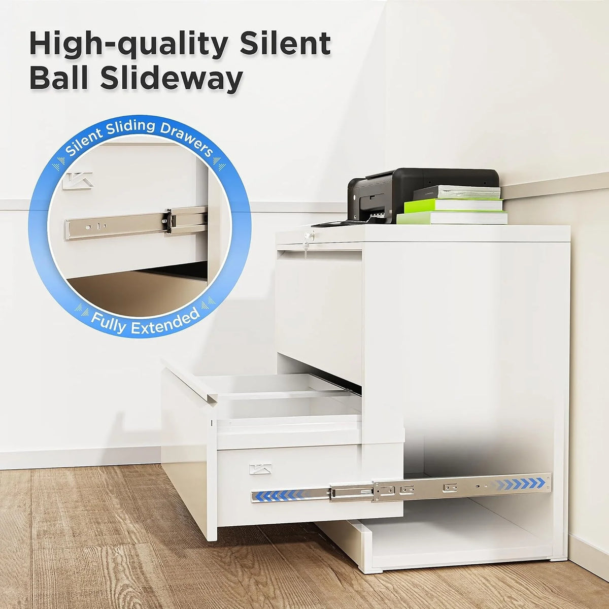 2 Drawer Metal File Cabinet with Lock White A99214