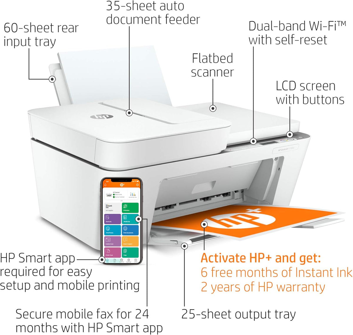HP DeskJet 4155e All-in-One Wireless Color Printer Z36253