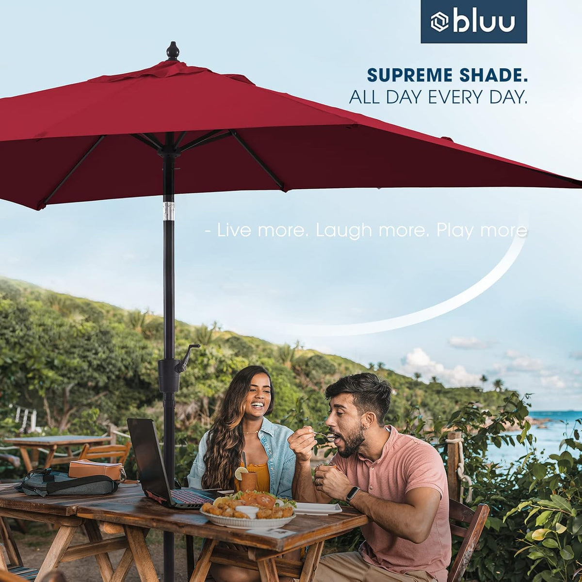 Olefin 6.6 x 9.8 FT Patio Umbrella (Apple Red) O9096