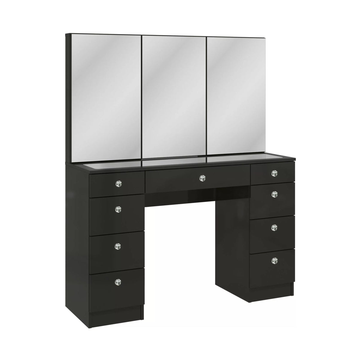 Black Painted Vanity Table with Crystal Knobs N719