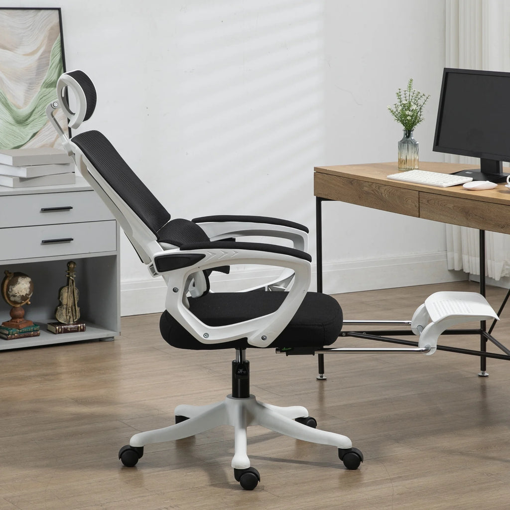 Black Home Office Chair with Adjustable Headrest and Lumbar Support B2568