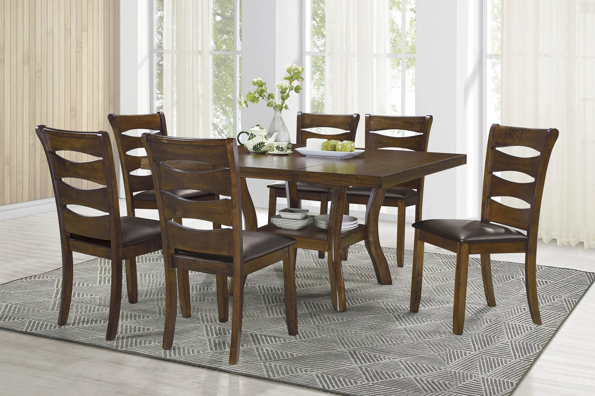Brown Finish Wood Dining Table with Display Shelf X8213